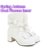 Pu Winter Japanese Lolita Boots Fluffy Round Toe Kawaii Anime Cosplay Wo... - £56.38 GBP