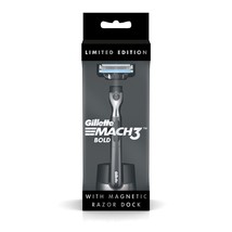 Gillette MACH3 Bold + Magnetic Razor Dock Heavy stylish men’s shaver Black 1Pcs - $22.00