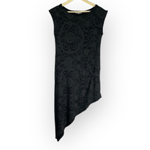 Bryn Walker Black Gray Asymmetrical Dress Tunic Top Sleeveless Jacquard - £37.15 GBP