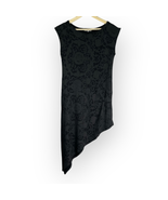 Bryn Walker Black Gray Asymmetrical Dress Tunic Top Sleeveless Jacquard - £37.28 GBP