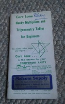 VTG 1978 Carr Lane Handy Multipliers Trigonometry Tables For Engineers B... - $11.99