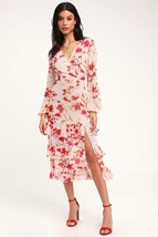 NEW FLORAL PRINT LONG SLEEVE MIDI DRESS SIZE L - £32.37 GBP