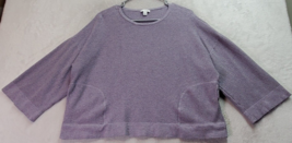 J. Jill Blouse Top Womens Medium Purple Waffle Long Sleeve Round Neck Pockets - £13.70 GBP