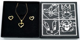 Fashion Gold Tone Necklace &amp; Earring set with Faux “Diamonds” n Looney Tunes Box - £10.68 GBP
