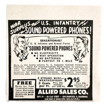 1948 US Infantry Sound Powered Telephone Advertisement War Surplus E2J2 - $19.99