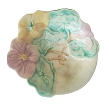 Avon Ware Floral Trinket Dish Hand painted raised Ceramic  4.5" England - $10.00