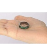 Men&#39;s 2.50 Ct Round Cut Simulated Green Emerald Band Ring 14K Black Gold... - £102.96 GBP