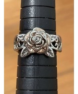 Sterling Silver Flower Ring Scrollwork Band Women&#39;s Size 7 - $16.00