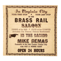 1957 Brass Rail Saloon Casino Advertisement Virginia City Nevada Vintage... - $35.02 CAD