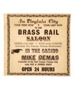 1957 Brass Rail Saloon Casino Advertisement Virginia City Nevada Vintage... - $35.02 CAD