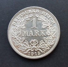 Germany 1 Mark Silver Coin 1915 J Unc Nr - $23.02