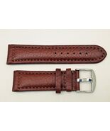 26mm Genuine Leather RUST Rouille Watch Band strap padded silver tone bu... - $21.55