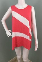 NWT Women&#39;s Vince Camuto Coral W/ White Wide Stripes Top Shirt Sz L Large - £19.77 GBP