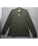 Big Ball Sports Thermal Shirt Men L Green Cotton Waffle Knit Henley Neck... - $21.44