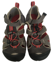 Keen Seacamp II Shoes Sandals Waterproof Big Kids Size 2 Boys Girls Gray Red - £23.88 GBP