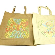 Pair of Vintage RETRO Canvas Tote Bags Butterfly Sunshine Large Printed ... - $569.82 MXN