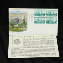 New York World&#39;s Fair First Day Issued Apr 22 1964 4 Stamp Block and Card - $22.53