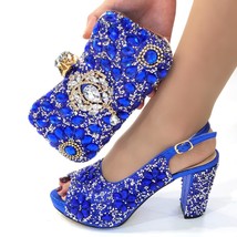 Summer Italian Latest Design Ladies Luxury Rhinestone High Heel Shoes and Bag Se - £100.65 GBP