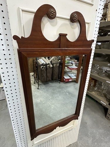 Antique Federal Wood Mahogany Chippendale Mirror w/ gilded accent 22”x40” - $147.51