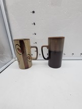 2 Tall Vintage Pottery Coffee Mugs Japan - $16.00