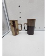 2 Tall Vintage Pottery Coffee Mugs Japan - $16.00