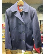 Lands&#39; End 100% Pure Wool Peacoat Navy Blue Women&#39;s Coat Size 10 Made in... - £31.91 GBP