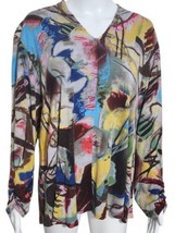 PARSLEY &amp; SAGE Shirt Artsy All Over Print Top Sz XL Art To Wear Top Boho... - £22.31 GBP