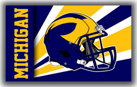 Michigan Wolverines Football Team Helmet Flag 90x150cm 3x5ft Best Banner - £11.84 GBP