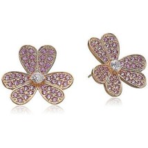 CZ Kenneth Jay Lane Rose Gold Plated Floral Pink CZ Stud Earrings NWT  - £39.03 GBP