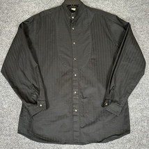 WAH Maker Frontier Shirt Men Medium Black Pinstriped Western Band Collar... - $41.62