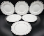 (6) Wedgwood Amherst Platinum Trim Bread Plates Set Gray Blue Floral Eng... - $69.17