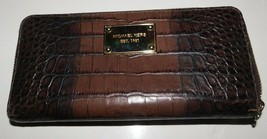 Michael Kors Brown Leather Crocodile Zip Around Wallet  - £78.44 GBP