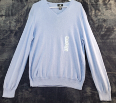 Calvin Klein Sweater Womens Size Medium Blue Knit Cotton Long Sleeve V Neck - £15.08 GBP