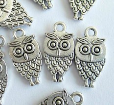 10pcs Alloy Metal Owls Loose DIY Charms Finding Pendants for Crafting 14x7mm - £2.37 GBP