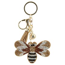 Bling Rhinestone Bee Bag Charm Keyring Key Chain with Tassel - $14.85