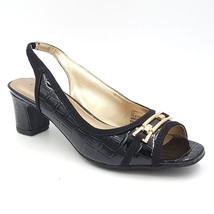 Karen Scott Women Peep Toe Slingback Heel Jerricca Size US 5.5M Black Cr... - £27.29 GBP