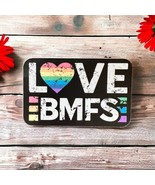 LOVE BMFS Rainbow Heart Distressed Look Sticker Slap 1.95&quot; x 3&quot; Matte Fi... - £2.69 GBP