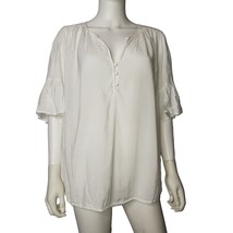 Lucky Brand White Flutter Sleeve Peasant Shirt Top Size 1X - $24.75