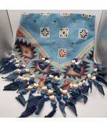 Vintage Handmade Southwestern Bandana Concho Blue Heart Beaded Scarf-30.... - $24.75