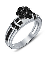 14K White Gold Finish Round Simulated Diamond Flower Engagement And Wedd... - $96.88 CAD
