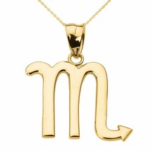 14k Solid Yellow Gold Scorpio November Zodiac Sign Horoscope Pendant Necklace - £143.45 GBP+