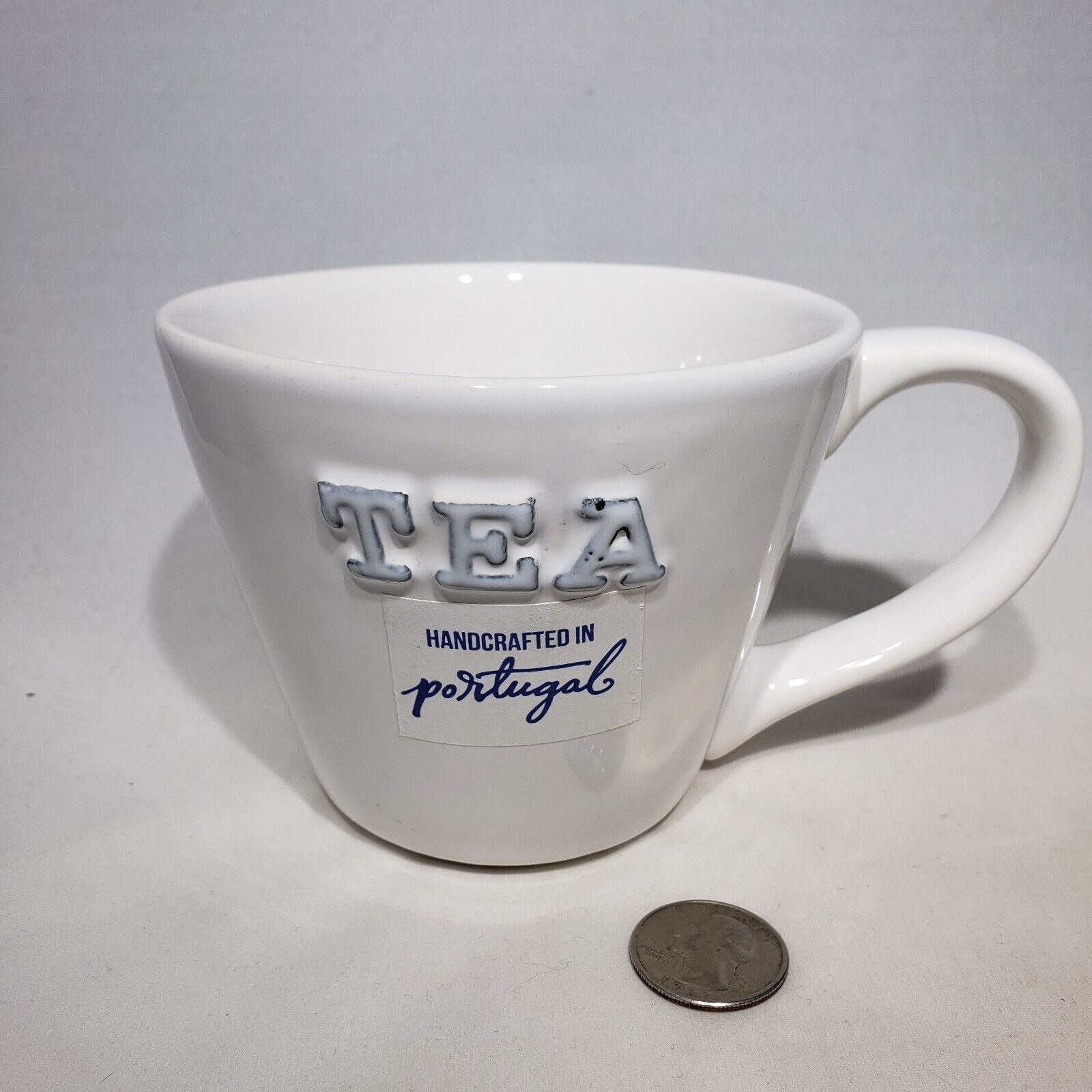 Primary image for Primagera Ceramic White 3D Raised Letters TEA Mug 16 oz Handcrafted in Portugal