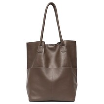  leather shoulder bags causal vintage high quality soft cowhide handbag shopping bucket thumb200