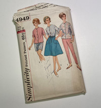 Simplicity 4949 Blouse Skirt Pants Vtg 1960s Miss 20 Bust 40 Cut Sewing ... - $14.69