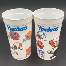 Vtg Lot of 2 Hardees NFL 1991 Plastic Football Cup Coca Cola KC Chiefs Giants - £11.59 GBP