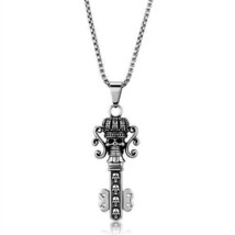 Gothic Skull Key Necklace Stainless Steel Pendant Fashion Jewelry Gifts 20&quot; - £62.59 GBP