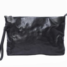 PNDME fashion simple leather men&#39;s clutch bag vintage pleated designer  real hid - £101.26 GBP