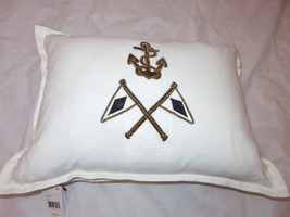 Ralph Lauren Bayview Linen Nautical Anchor deco pillow White NWT $285 - £112.54 GBP