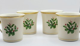 Lenox Holiday Dimension Collection Set Of 4 Coffee/Tea Cups Current Flat Bottom - £38.32 GBP