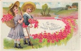 TO MY SWEET VALENTINE~EDWARDIAN DRESSED CHILDREN~1910s POSTCARD - $11.18